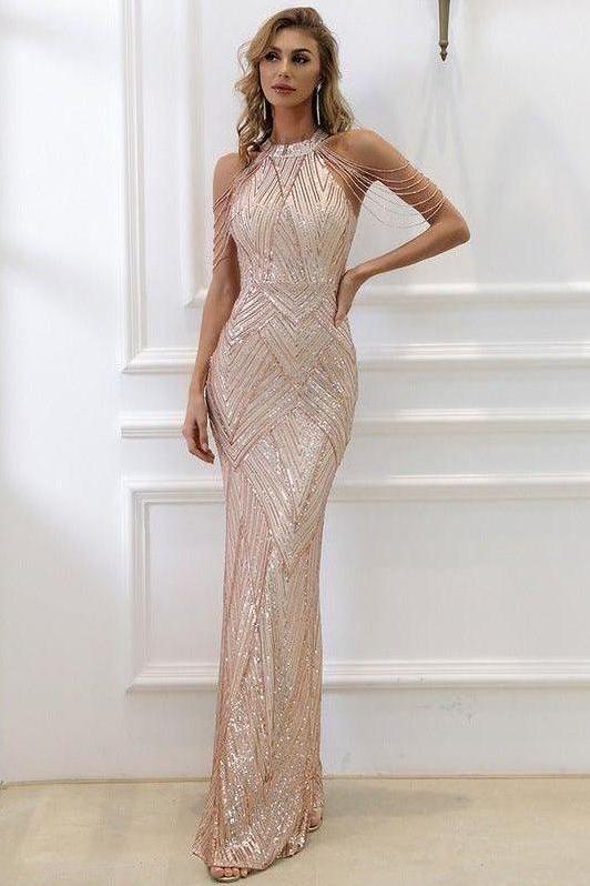 Tassel sequin host fishtail long slim dress - Image 10
