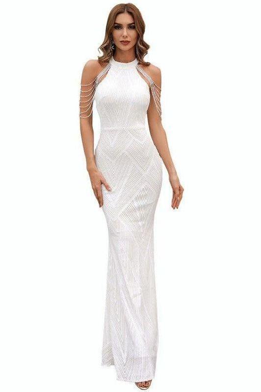 Tassel sequin host fishtail long slim dress - Image 4