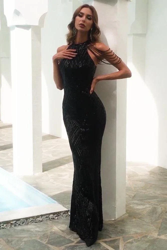 Tassel sequin host fishtail long slim dress - Image 6