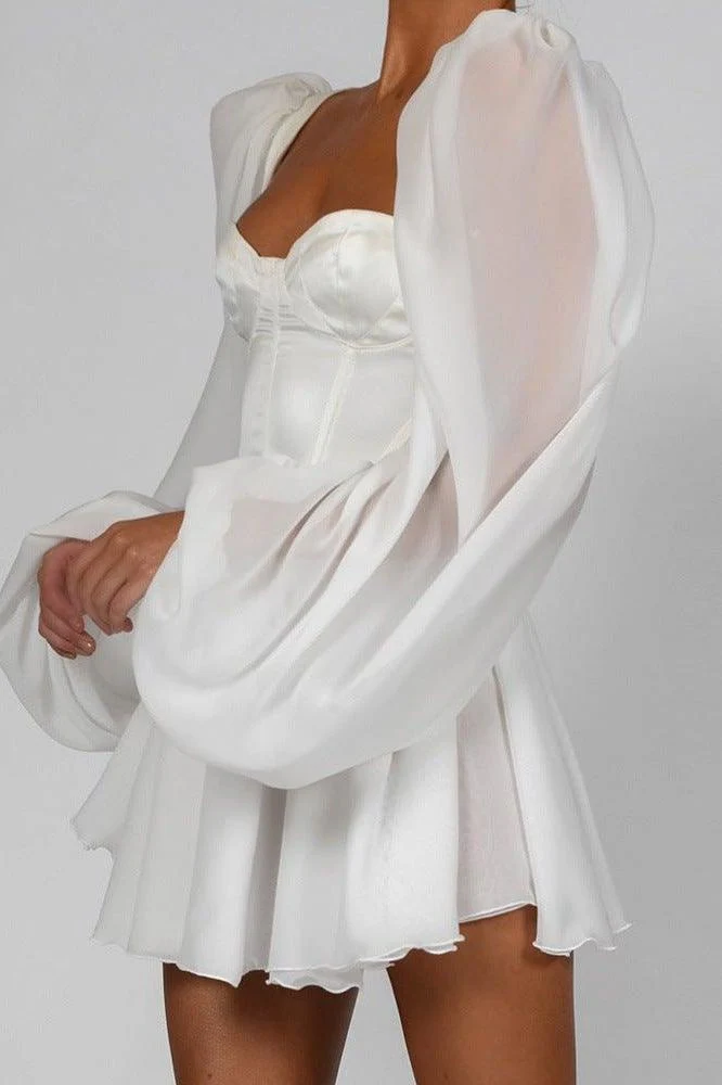 Lantern sleeve slim sexy chiffon dress - Image 3