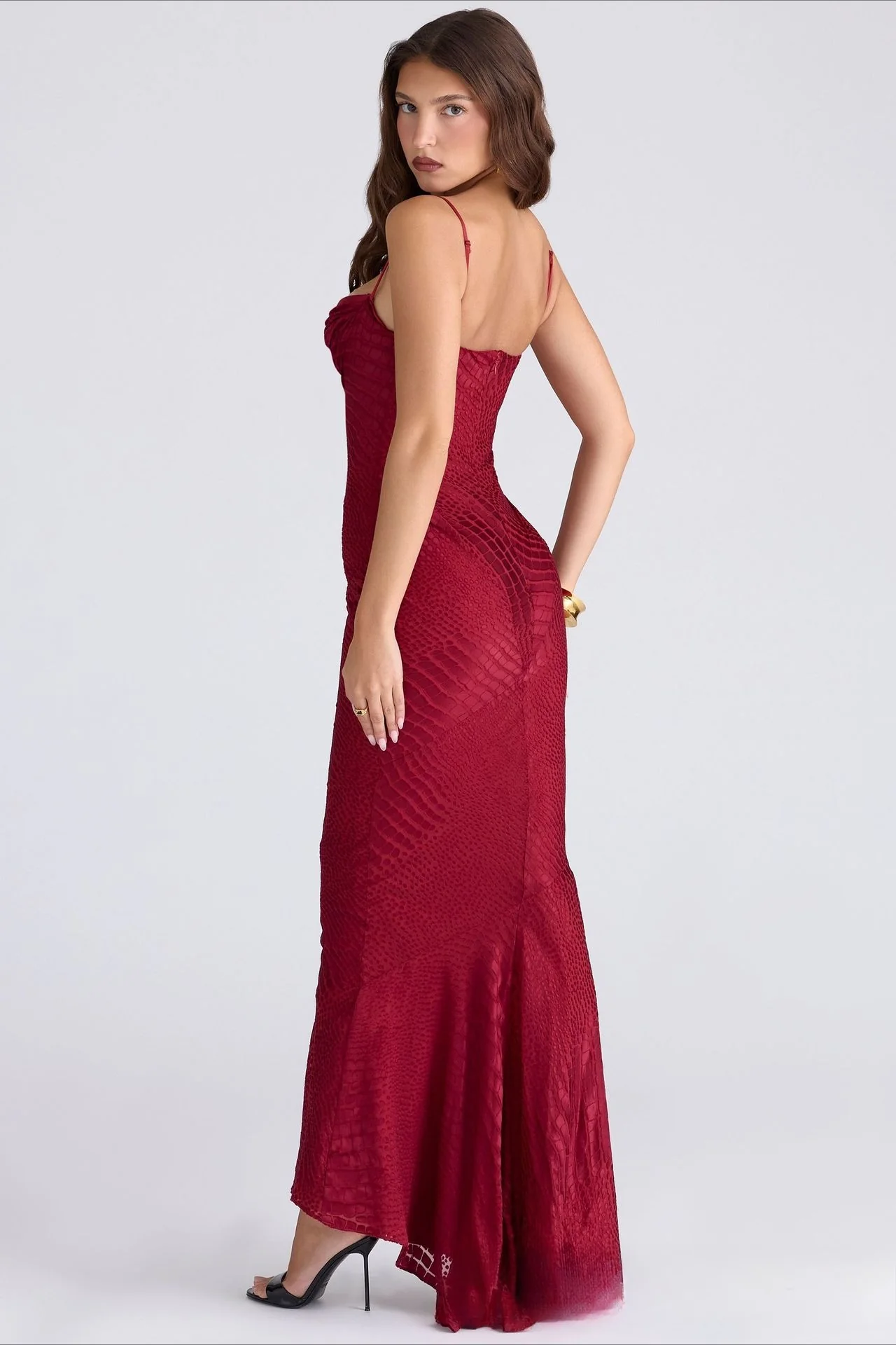 Crocodile Print Strapless Layered Bodycon Party Dres - Image 4