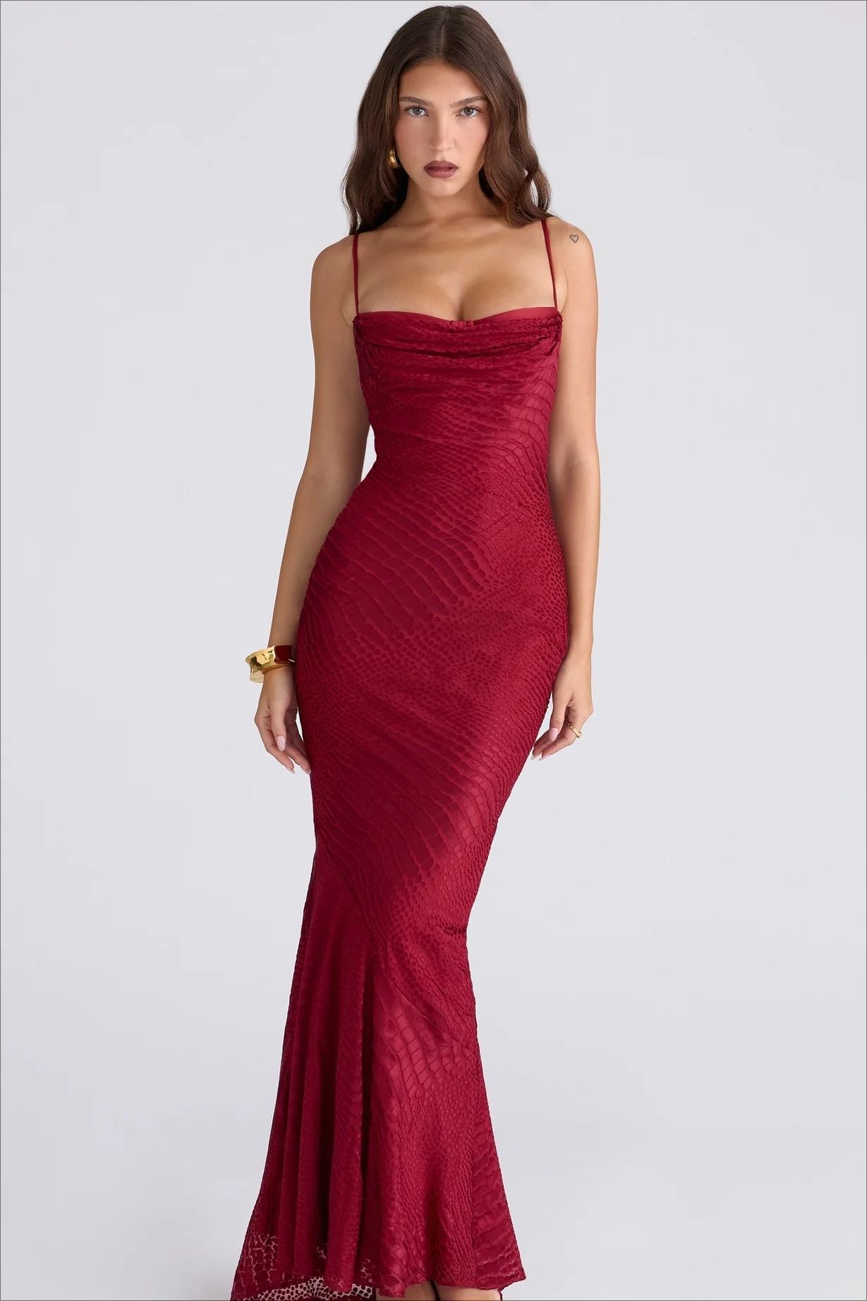 Crocodile Print Strapless Layered Bodycon Party Dres - Image 5