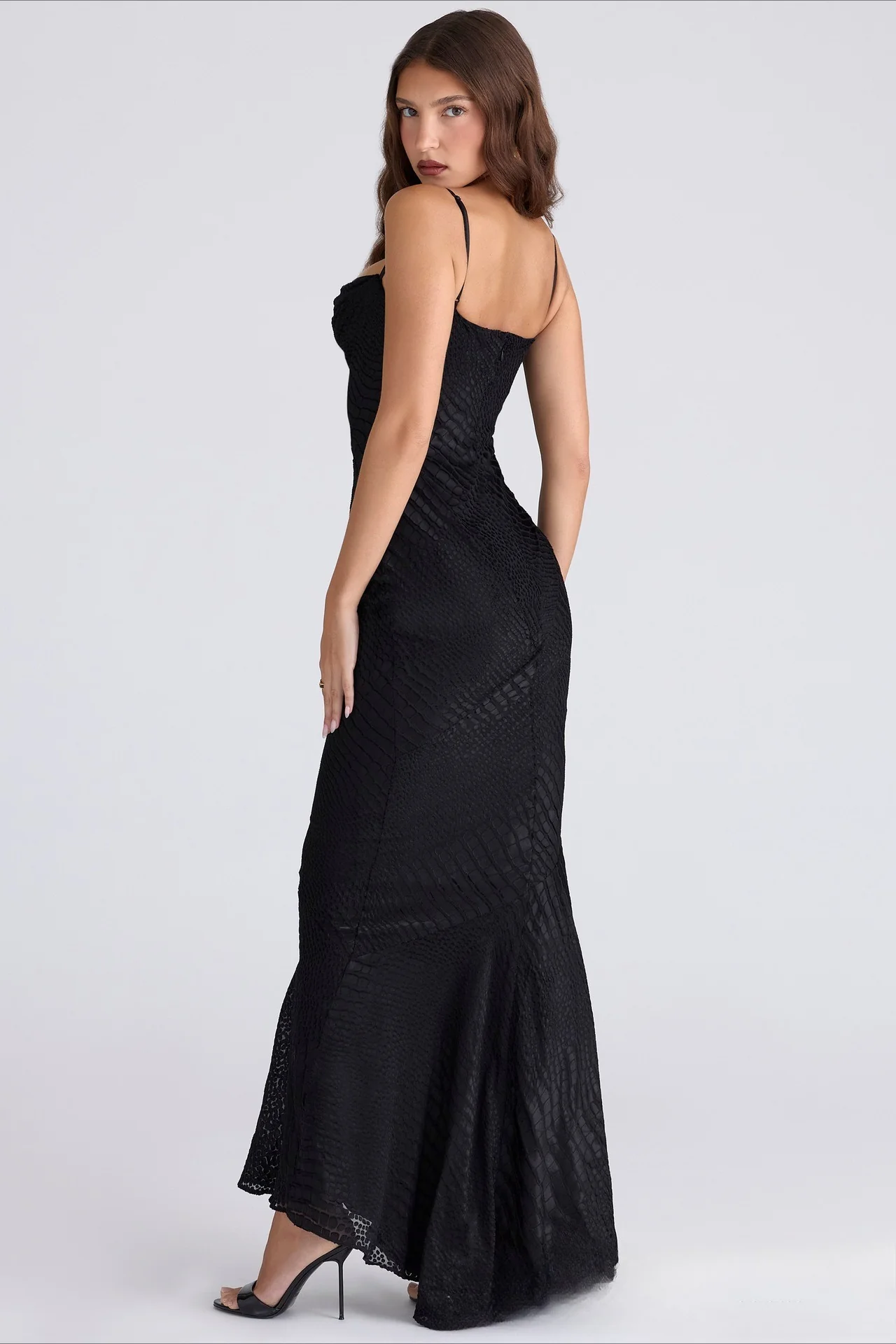 Crocodile Print Strapless Layered Bodycon Party Dres - Image 9