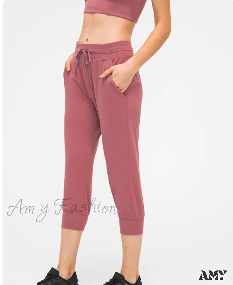 Amy Fashion - Crop Running Active Lounge Jogger Capris Pants - Image 9