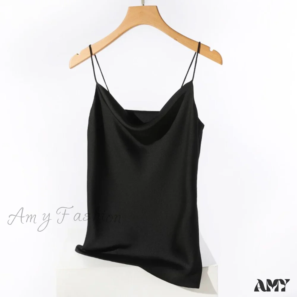 Amy Fashion - Satin Thin Wild Solid Camis - Image 10