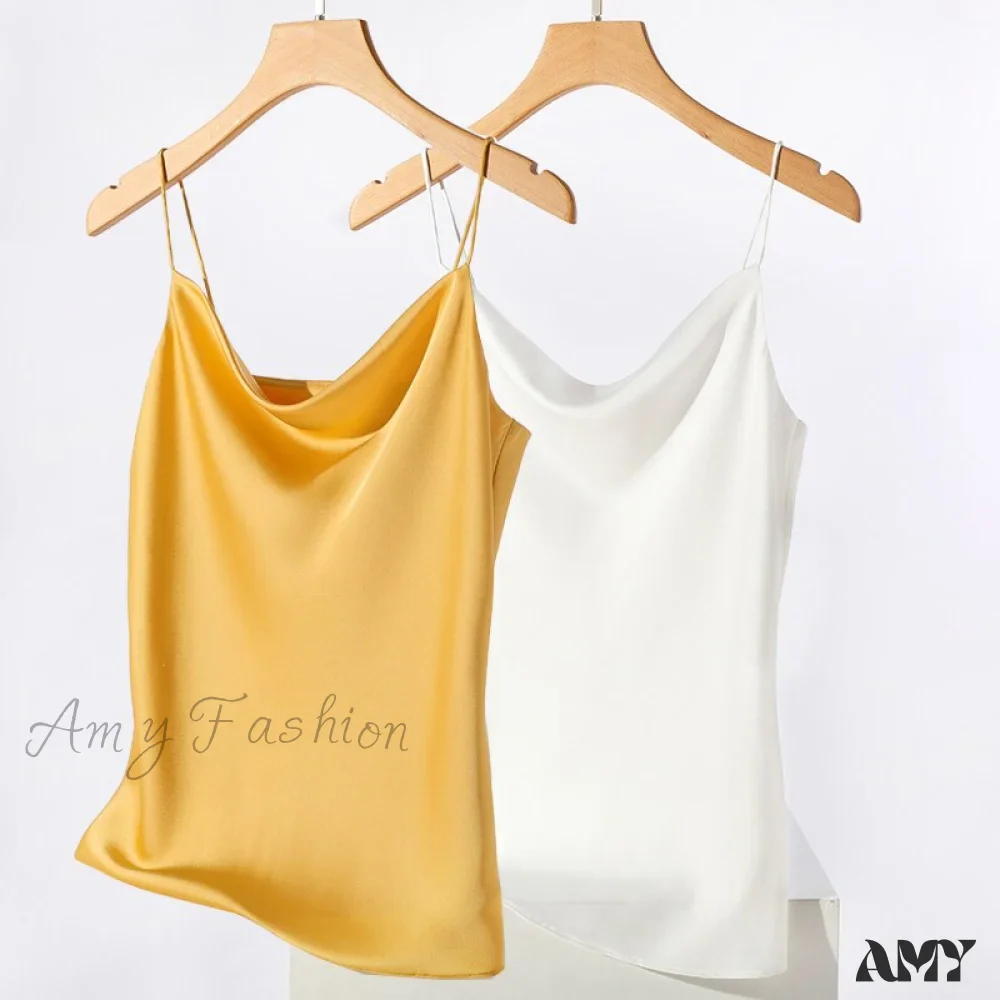 Amy Fashion - Satin Thin Wild Solid Camis - Image 12