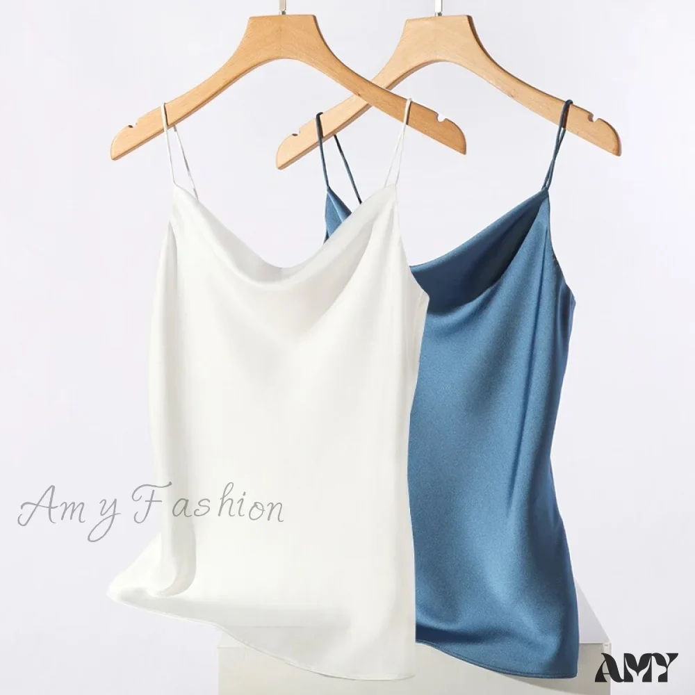 Amy Fashion - Satin Thin Wild Solid Camis - Image 13