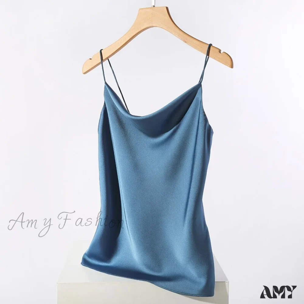 Amy Fashion - Satin Thin Wild Solid Camis - Image 3