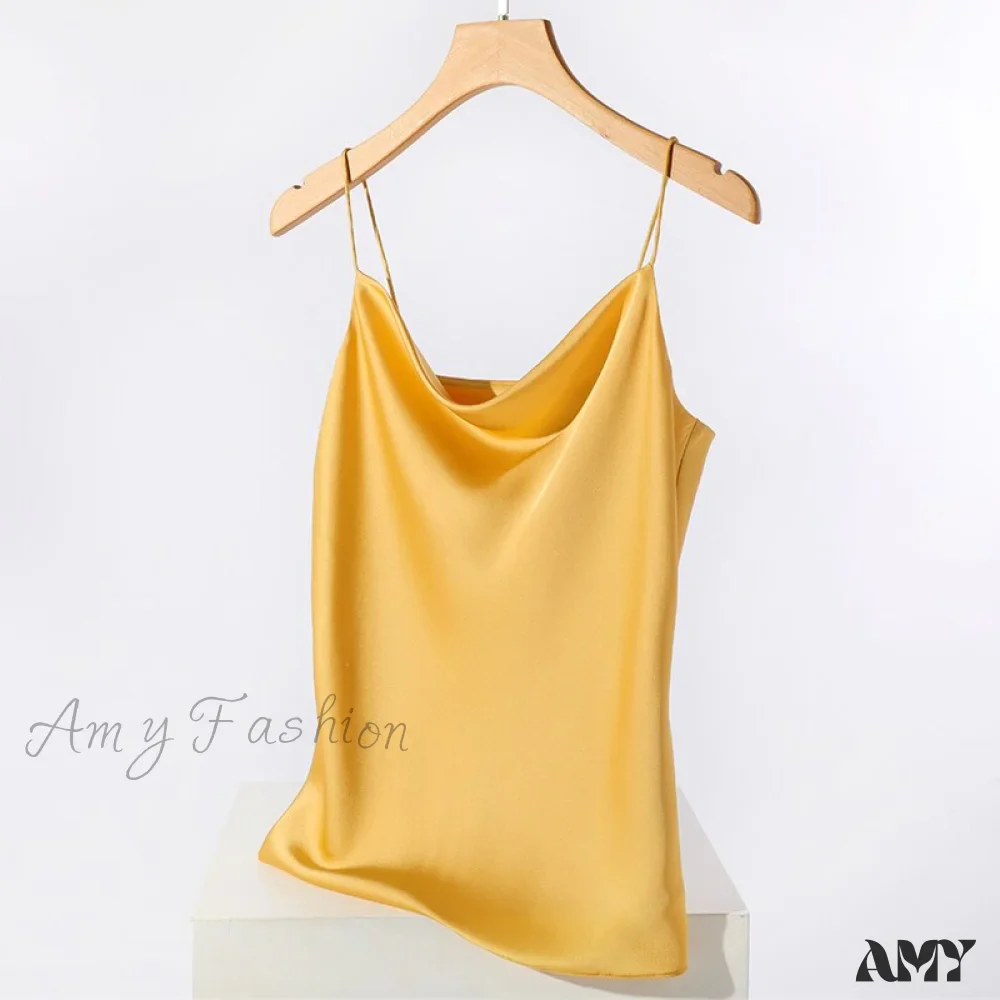 Amy Fashion - Satin Thin Wild Solid Camis - Image 6