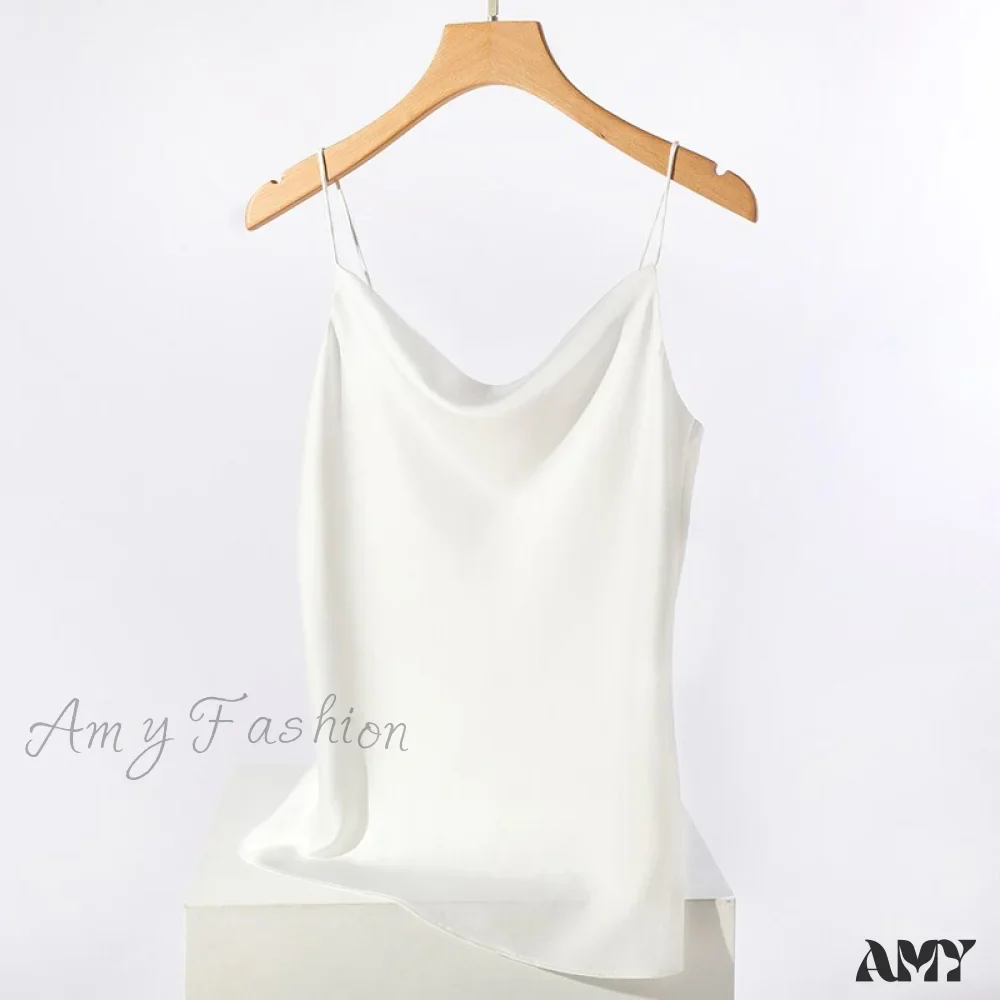 Amy Fashion - Satin Thin Wild Solid Camis - Image 9