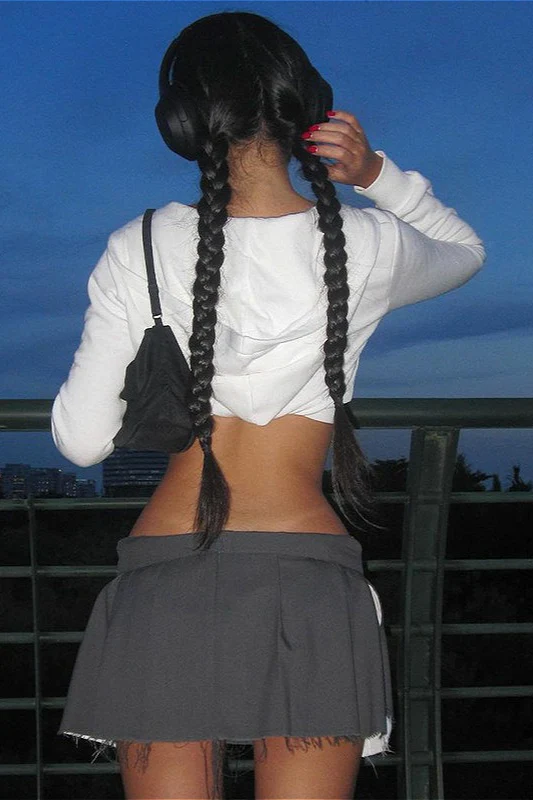 Crop Top Slim Fit Zip-Up Cardigan Hoodie - Image 4