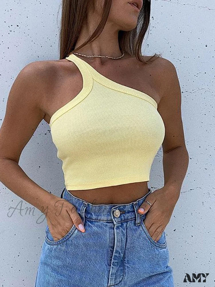 Amy Fashion - Chic One Shoulder Camis Tops - Image 5