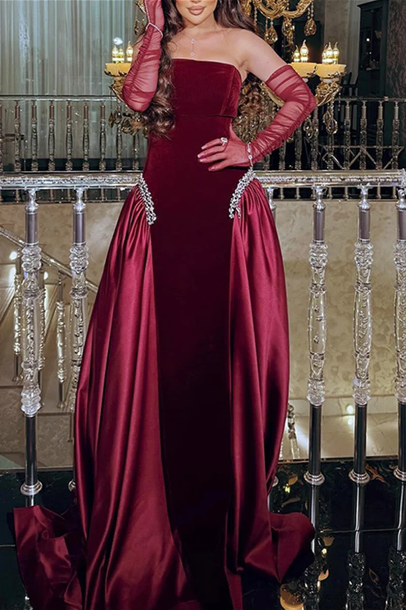 Crystal-Embellished Ruched Bustier Maxi Party Dress - Image 4