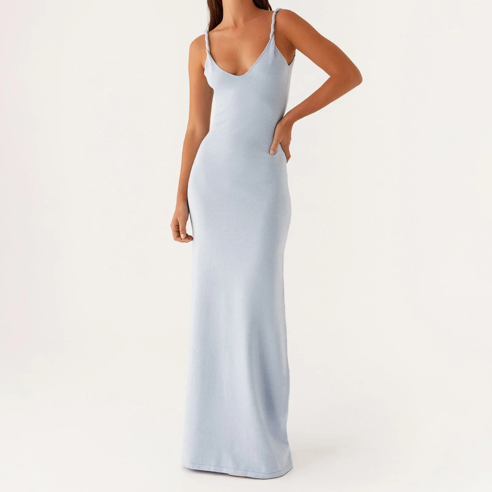 Cut Out Spaghetti Strap Maxi Bodycon Dress - Image 5