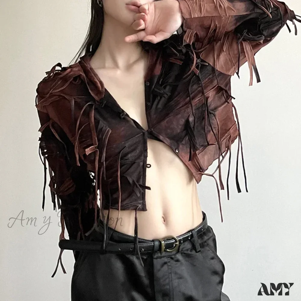 Dark Fairy Grunge Y2k Tassel Hooded Vintage Long Sleeve Cozy Chic Stylish Cardigan - Image 2