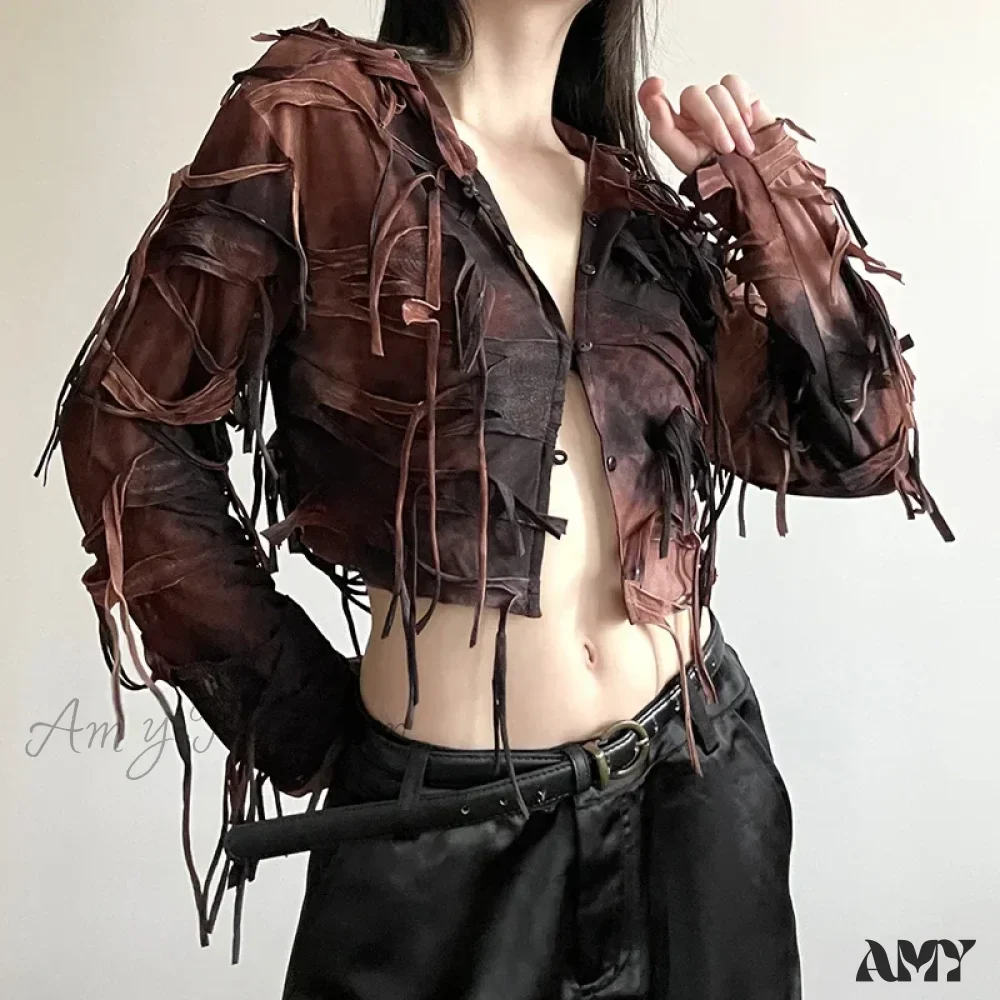 Dark Fairy Grunge Y2k Tassel Hooded Vintage Long Sleeve Cozy Chic Stylish Cardigan - Image 3