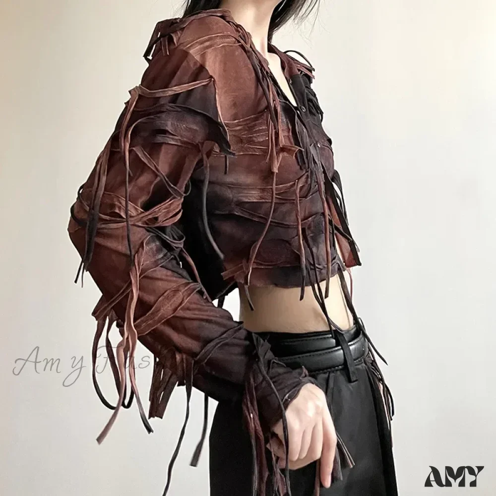 Dark Fairy Grunge Y2k Tassel Hooded Vintage Long Sleeve Cozy Chic Stylish Cardigan - Image 4