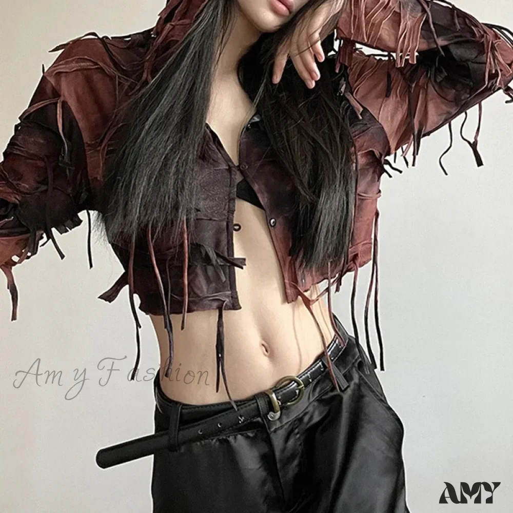 Dark Fairy Grunge Y2k Tassel Hooded Vintage Long Sleeve Cozy Chic Stylish Cardigan - Image 6