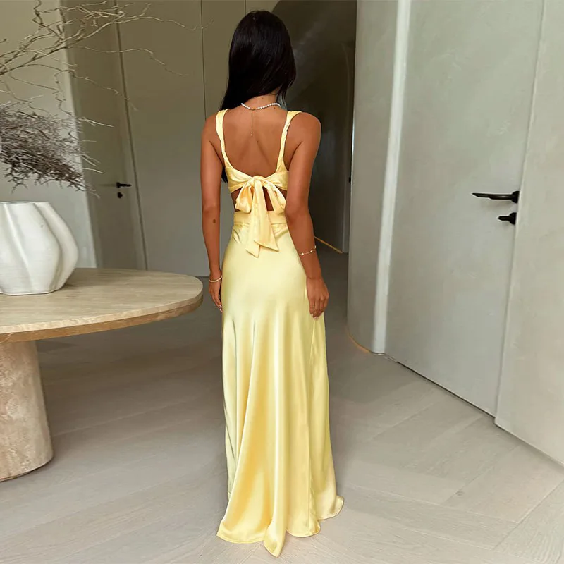 Deep V-Neck Slit Maxi Dress - Image 3