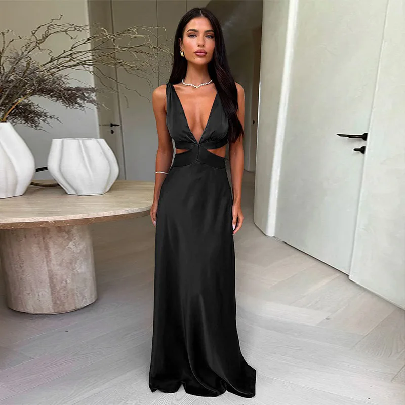 Deep V-Neck Slit Maxi Dress - Image 6
