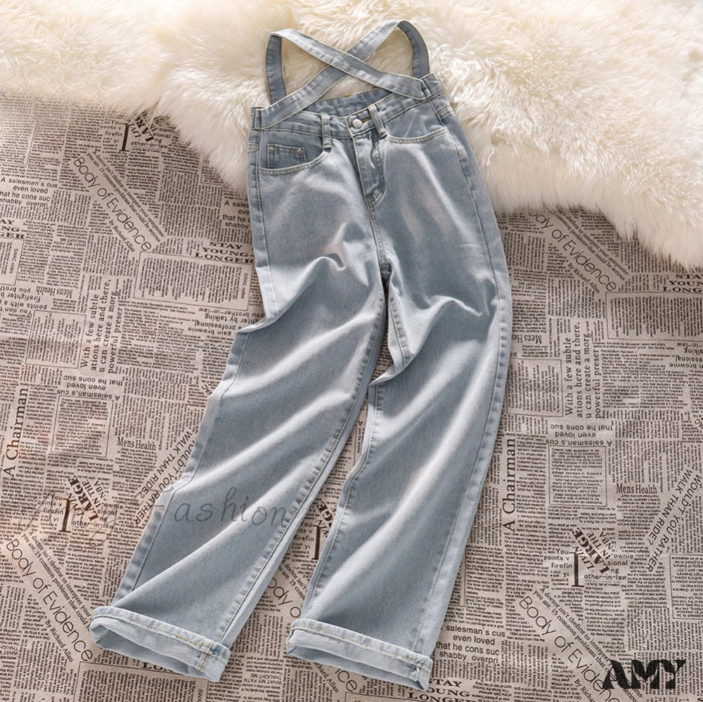 Amy Fashion - Fashion Cotton Cross Belt Jeans - Image 4