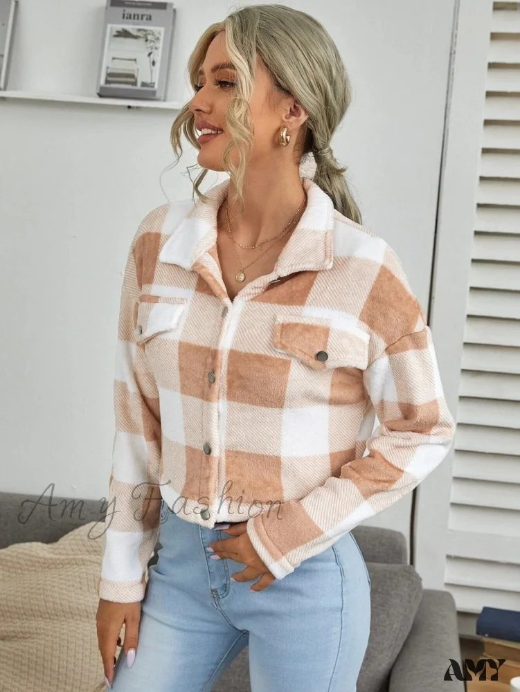 Amy Fashion - Loose Plaid Thick Coat - Image 10