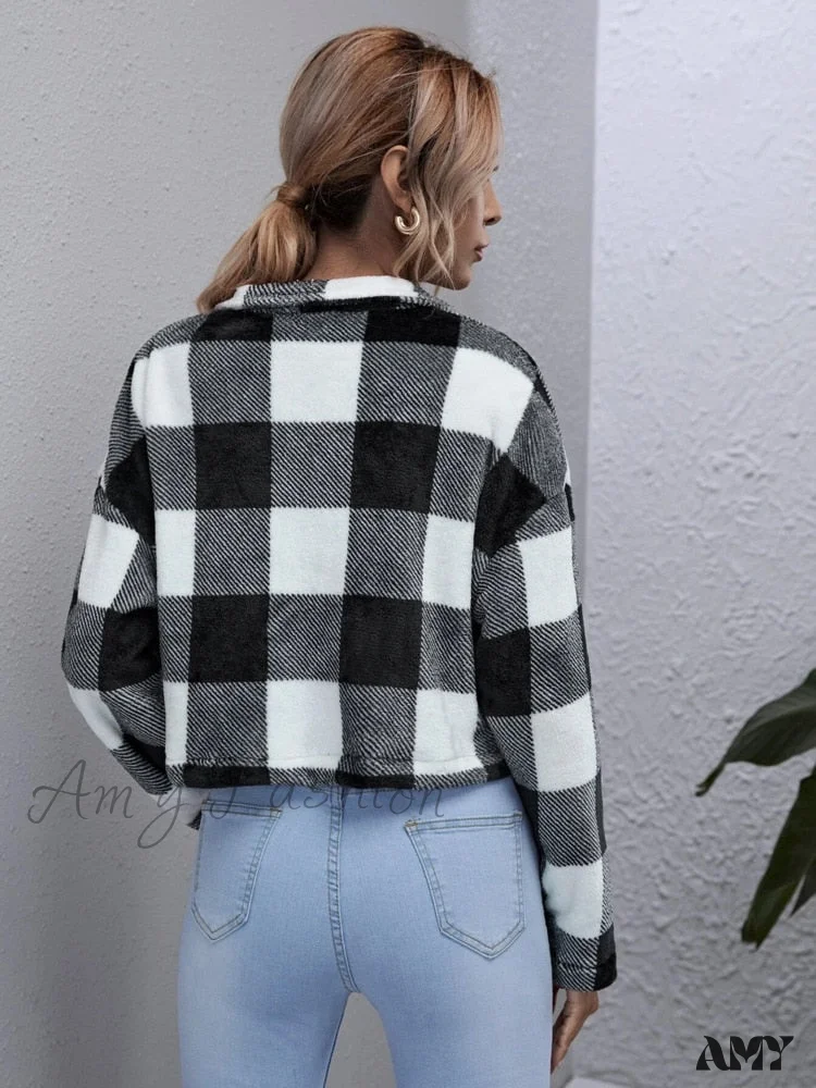Amy Fashion - Loose Plaid Thick Coat - Image 2