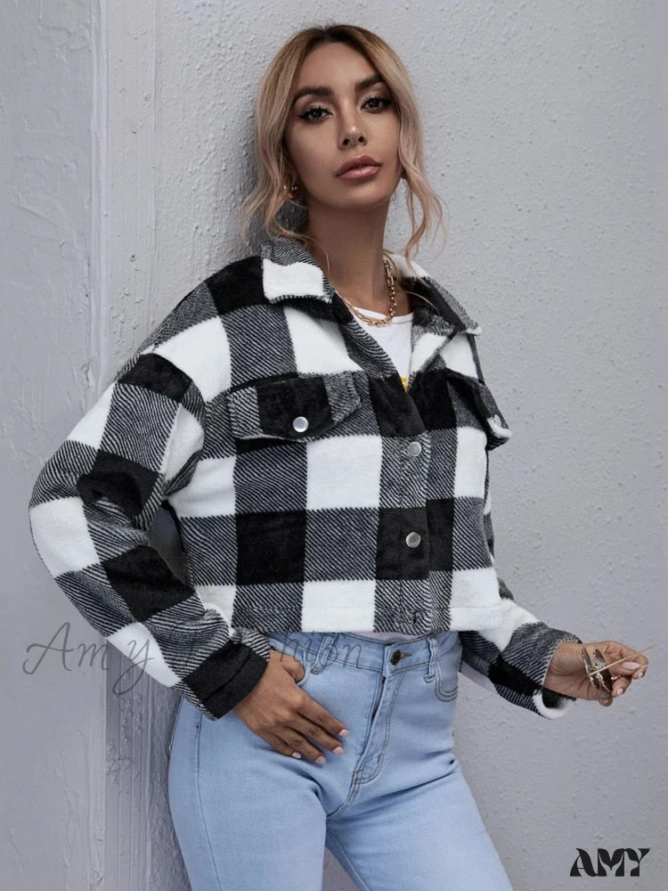 Amy Fashion - Loose Plaid Thick Coat - Image 5