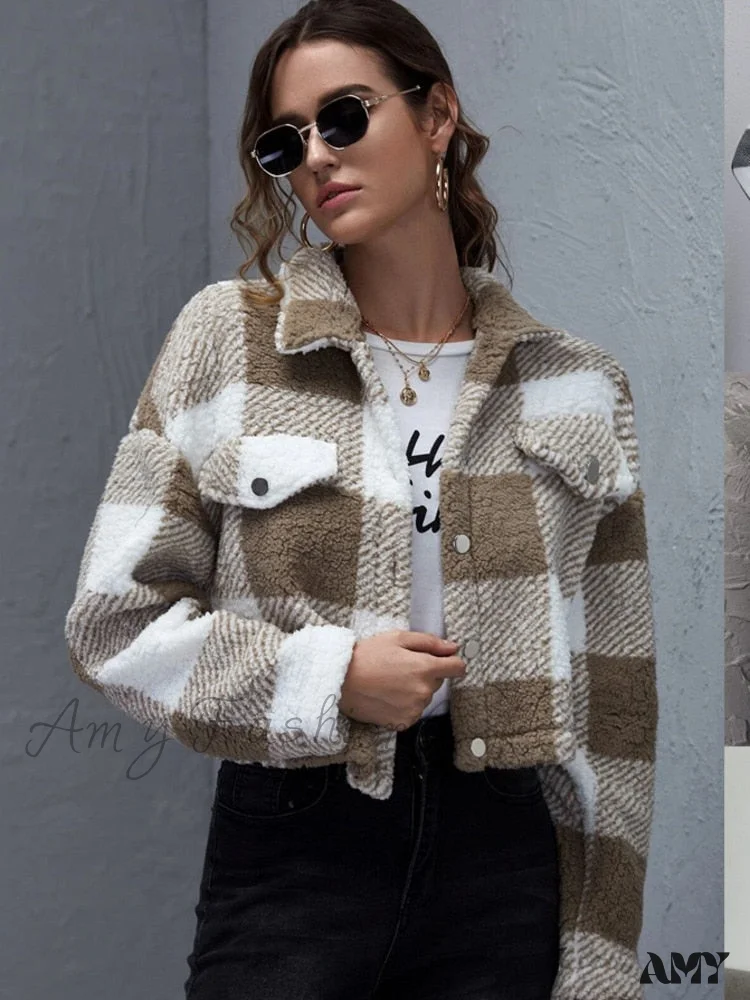Amy Fashion - Loose Plaid Thick Coat - Image 6