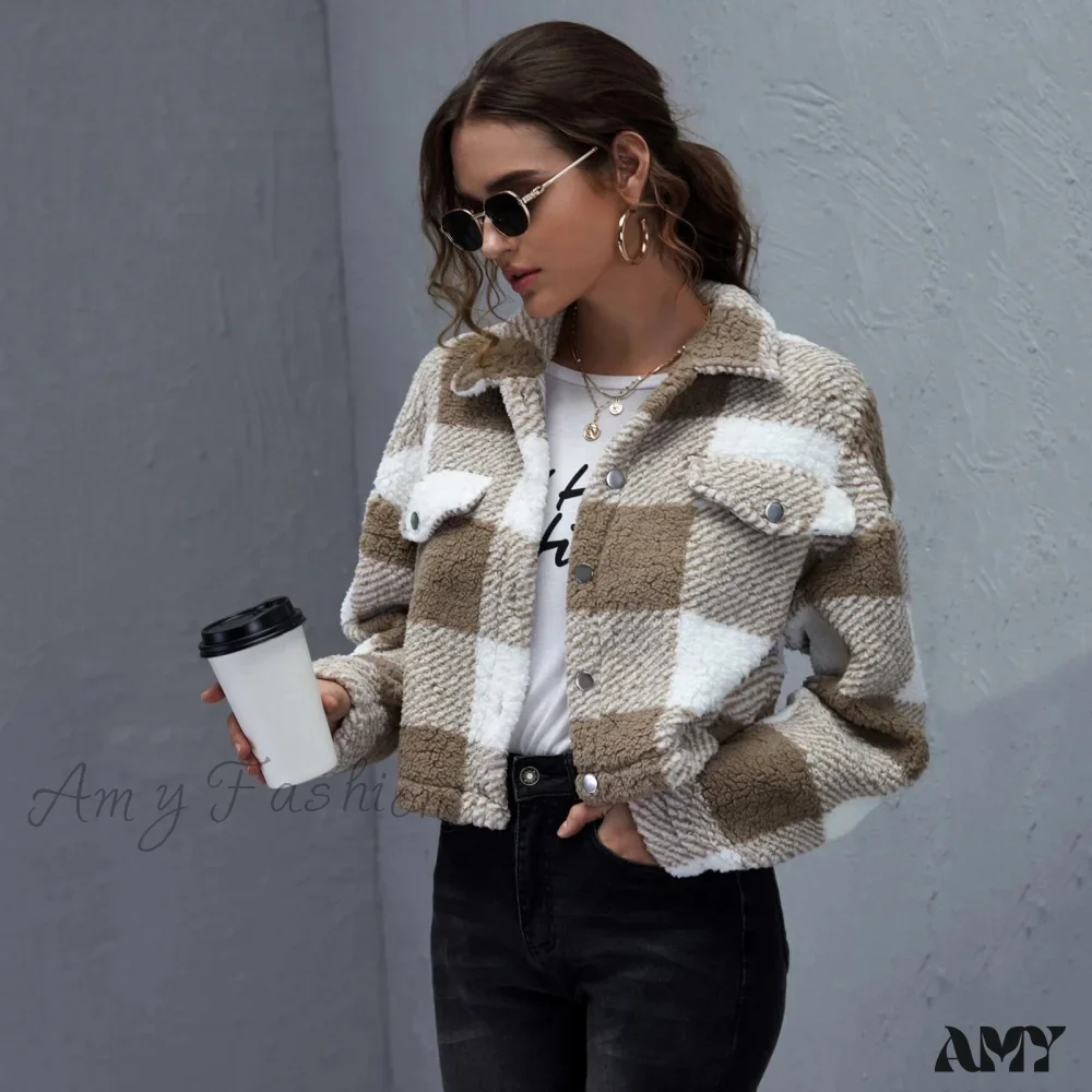 Amy Fashion - Loose Plaid Thick Coat - Image 9