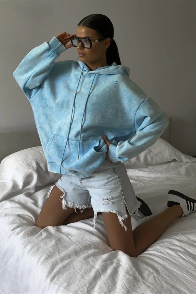 Distressed Washed Solid Cotton Hoodie - Image 6