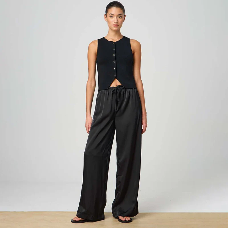 Double Tie Loose Drape Casual Pant