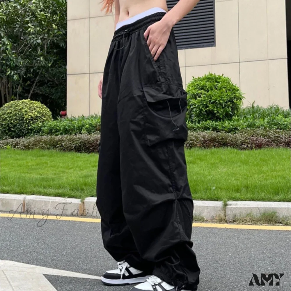 Amy Fashion - Drawstring Pocket Tech Joggers Trousers Pantalon - Image 5
