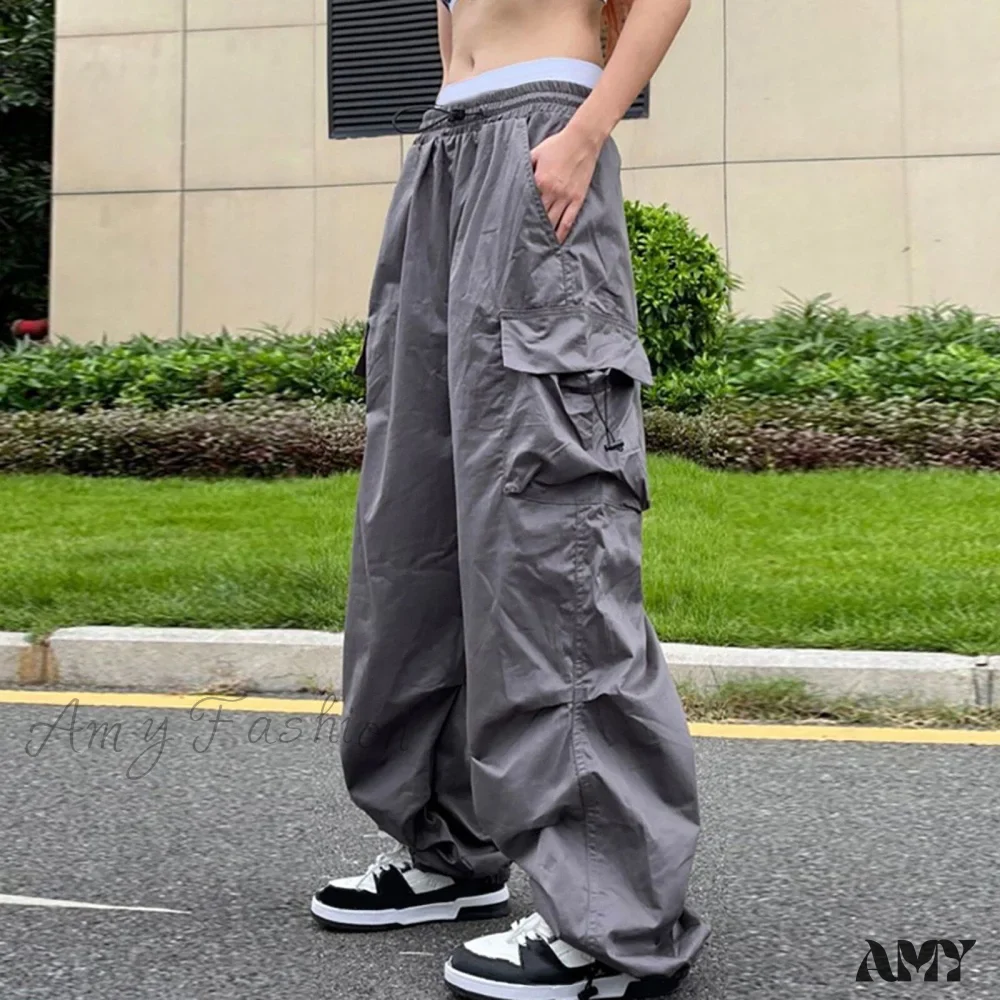 Amy Fashion - Drawstring Pocket Tech Joggers Trousers Pantalon - Image 6