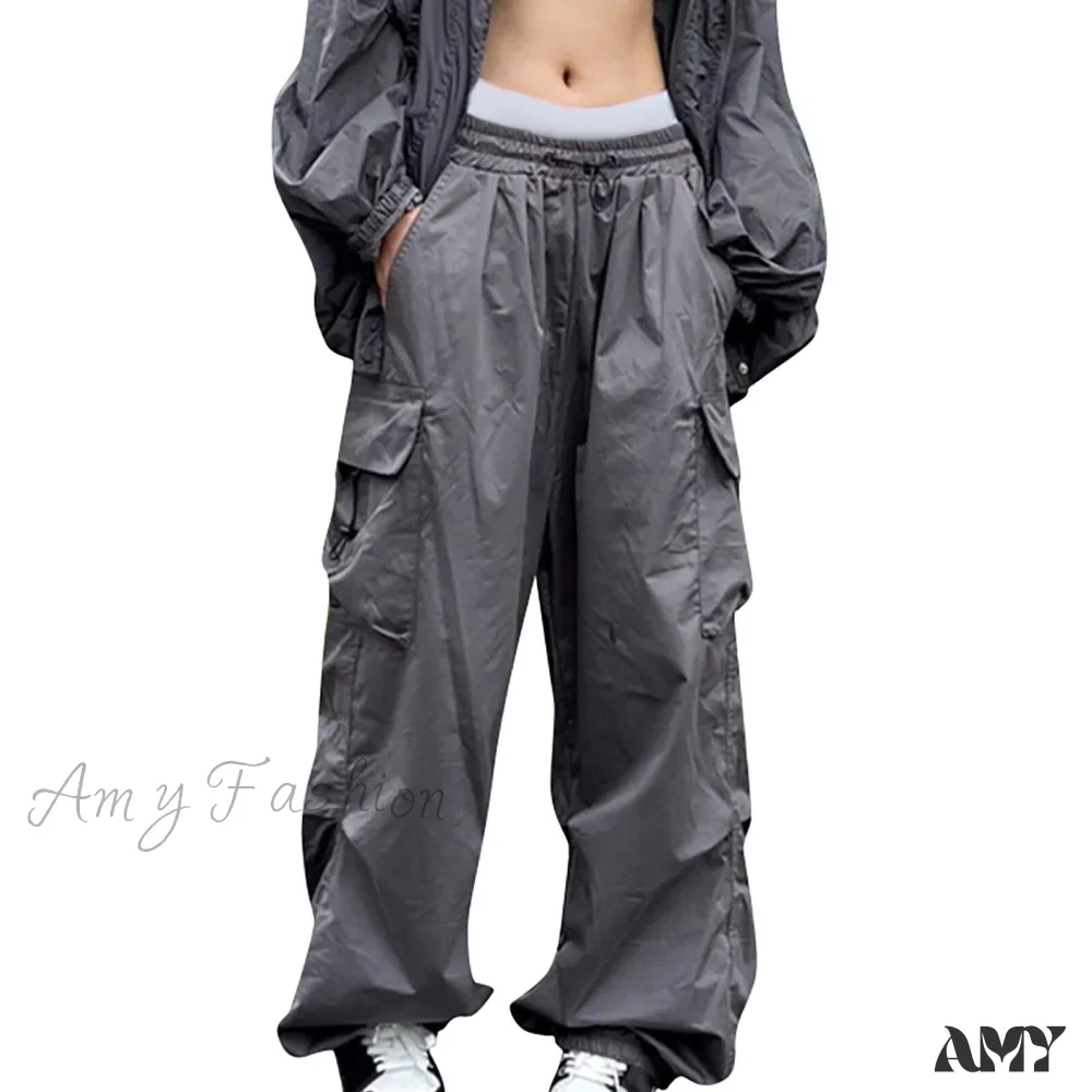 Amy Fashion - Drawstring Pocket Tech Joggers Trousers Pantalon - Image 7