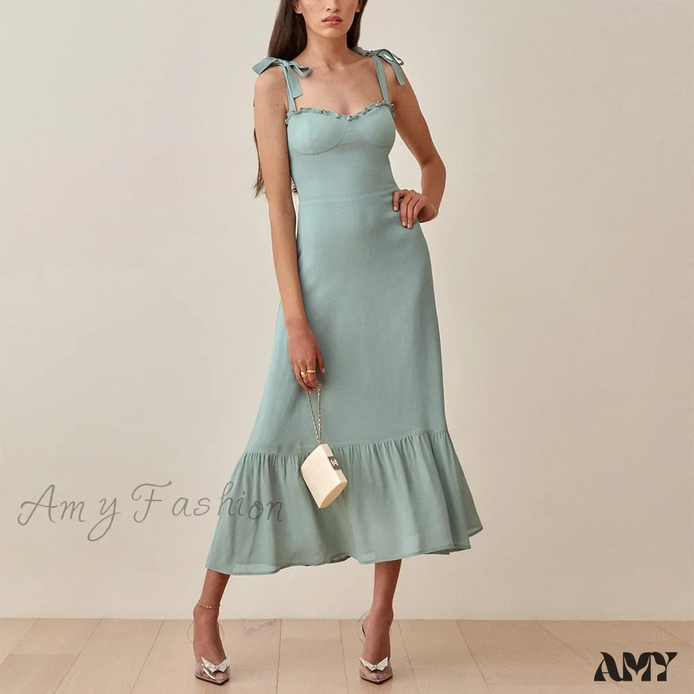 Amy Fashion - Elegant Vintage Floral Neck Sleeveless Strap Dress - Image 12