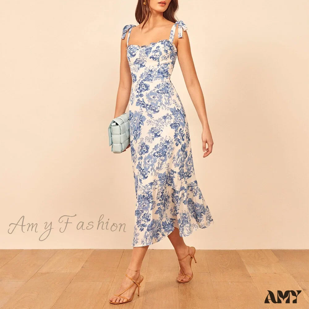 Amy Fashion - Elegant Vintage Floral Neck Sleeveless Strap Dress - Image 13