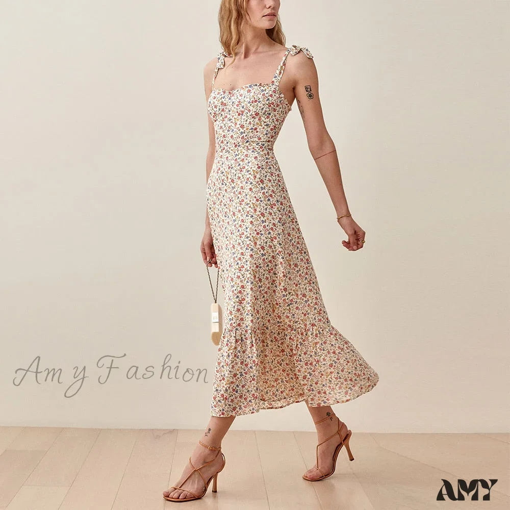 Amy Fashion - Elegant Vintage Floral Neck Sleeveless Strap Dress - Image 17