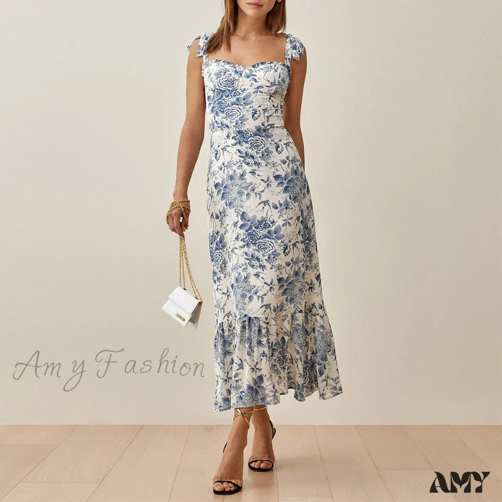 Amy Fashion - Elegant Vintage Floral Neck Sleeveless Strap Dress - Image 19