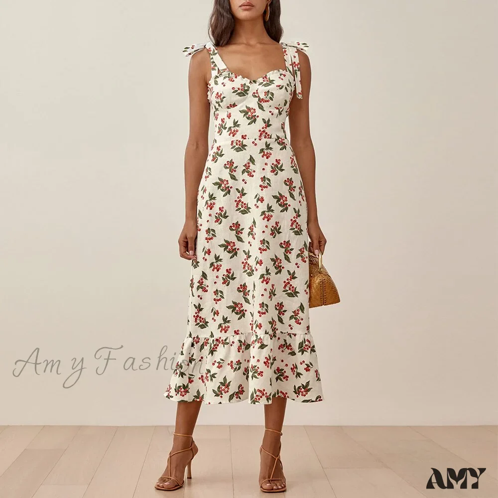 Amy Fashion - Elegant Vintage Floral Neck Sleeveless Strap Dress - Image 20