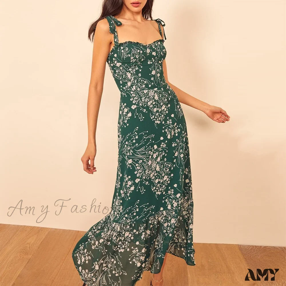 Amy Fashion - Elegant Vintage Floral Neck Sleeveless Strap Dress - Image 6