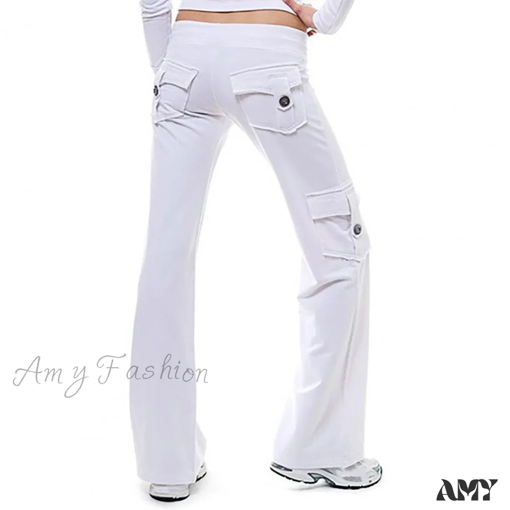 Amy Fashion - Strong Elastic Wide Leg Soft Sports Drawstring Straight Cargo Pants - Image 5