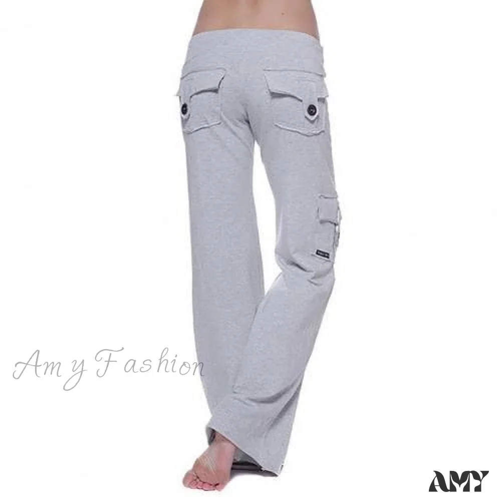 Amy Fashion - Strong Elastic Wide Leg Soft Sports Drawstring Straight Cargo Pants - Image 7