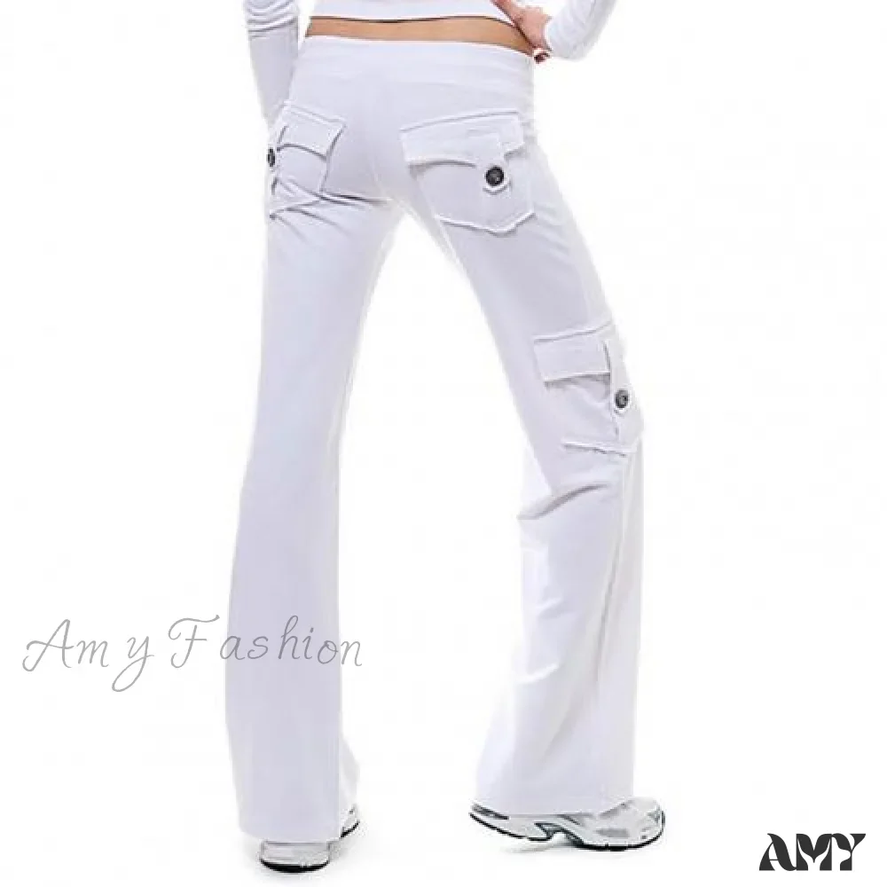 Amy Fashion - Strong Elastic Wide Leg Soft Sports Drawstring Straight Cargo Pants - Image 8