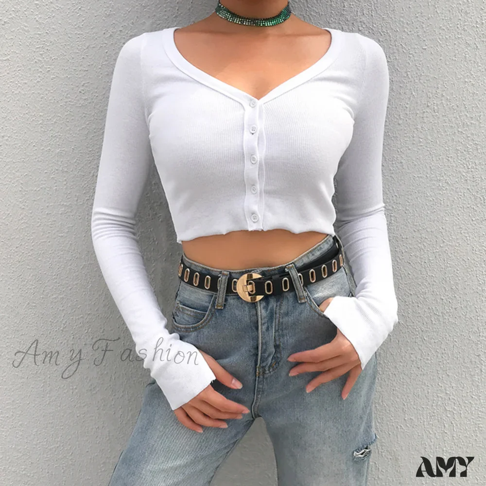 Amy Fashion - Stretchy Long Sleeve Crop Tops Cardigan - Image 3