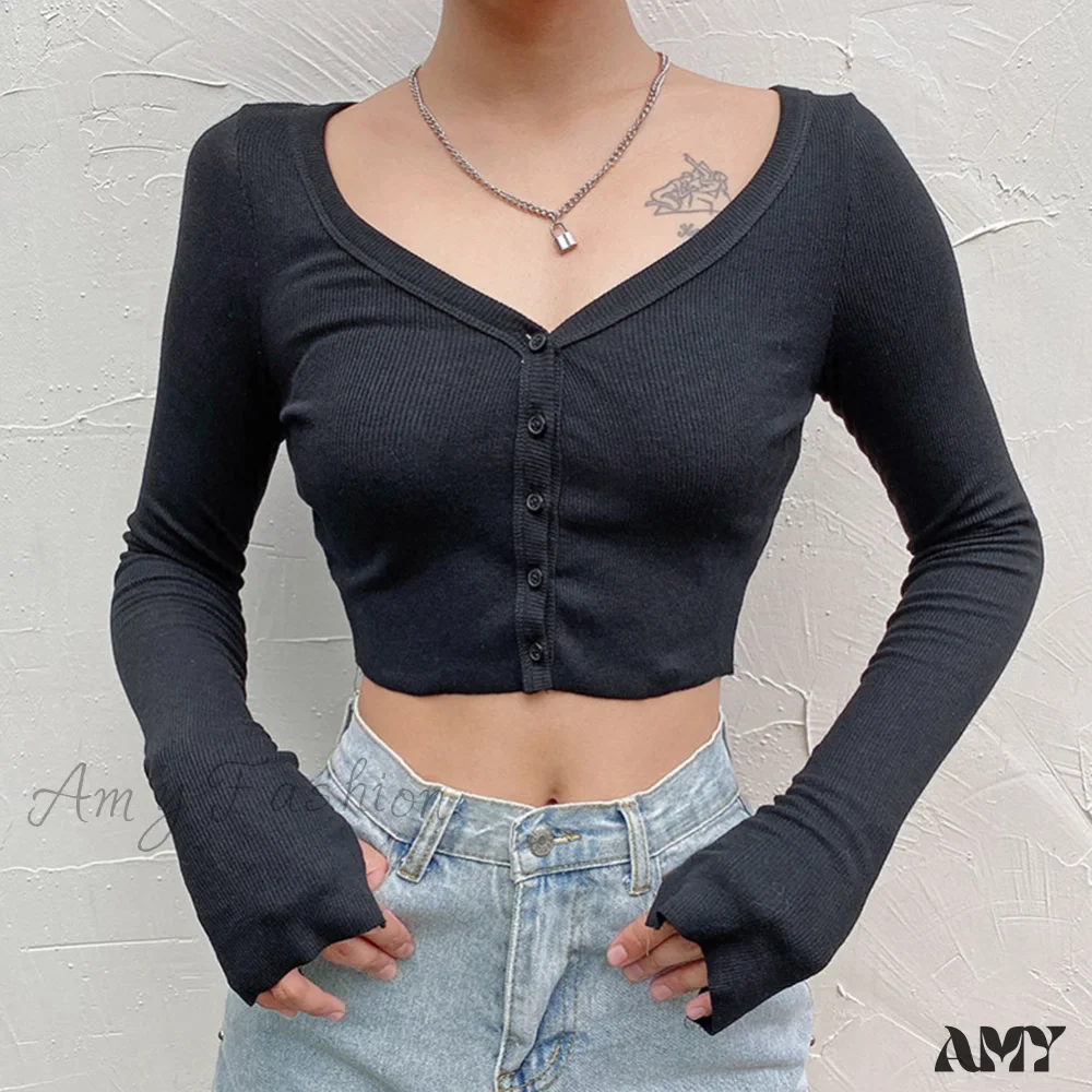 Amy Fashion - Stretchy Long Sleeve Crop Tops Cardigan - Image 5