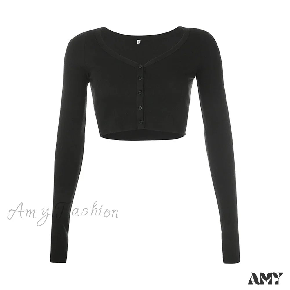 Amy Fashion - Stretchy Long Sleeve Crop Tops Cardigan - Image 6