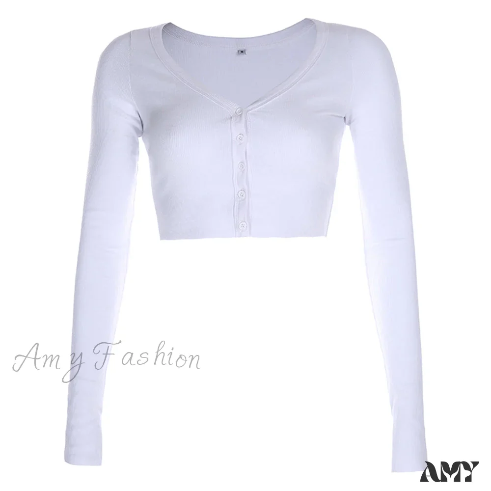 Amy Fashion - Stretchy Long Sleeve Crop Tops Cardigan - Image 8