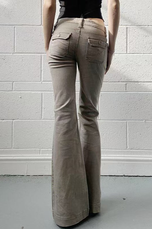 Edgy Low Waist Utility Bootcut Jeans - Image 4