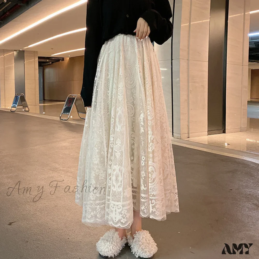 Amy Fashion - Elastic High Waist Lace Skirts - Image 2